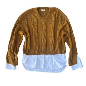 Pilcro Anthropologie Copper Chunky Sweater Blouse Combo Top Women’s Medium